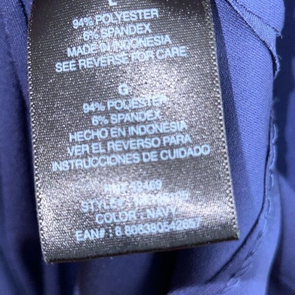 Norma Kamali Sheath Dress Large L Navy Blue Long Sleeve Stretch Washable - Picture 7 of 7